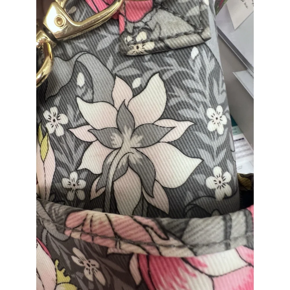 Pottery Barn Kids Liberty London Floral Diaper Bag Tote Gray Pink 16x14.5x7